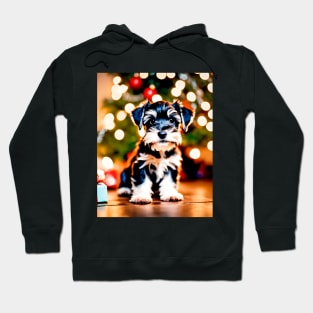 Cute Schnauzer Puppy's First Christmas Hoodie